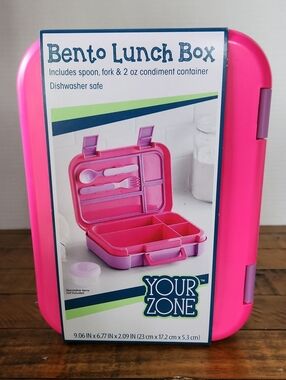 Your Zone Pink Bento Lunch Box - Portable Kids Serveware